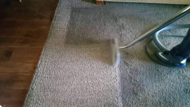 carpet cleaning in progress with vacuum cleaner