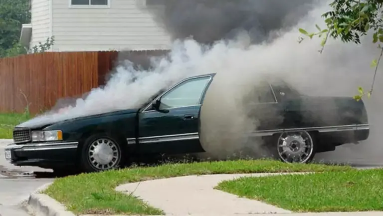 clouds of smoke coming out from a car