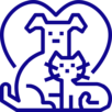 a blue color dog and cat icon in picture